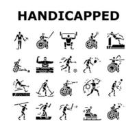 vecteur de jeu d'icônes de jeu de sport d'athlète handicapé