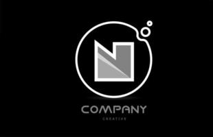 icône de logo lettre alphabet géométrique n noir et blanc avec cercle. modèle créatif pour entreprise et entreprise vecteur