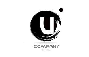 U noir et blanc grunge alphabet lettre logo icône design avec lettrage de style japonais. modèle créatif pour entreprise et entreprise vecteur