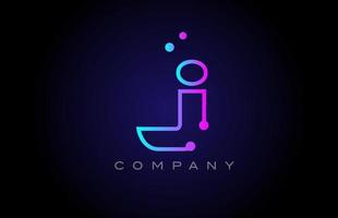 création d'icône de logo lettre alphabet rose bleu j dot line. modèle créatif pour les entreprises et les entreprises vecteur