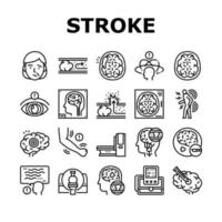 icônes de collection de problème de santé accident vasculaire cérébral set vector