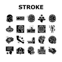 icônes de collection de problème de santé accident vasculaire cérébral set vector