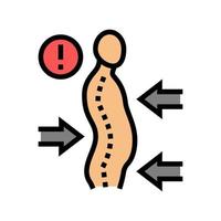 illustration vectorielle de l'icône de couleur de la maladie de la scoliose vecteur