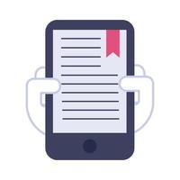 smartphone avec icône de style plat livre texte vecteur