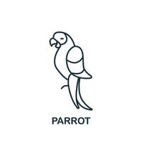 icône de perroquet de la collection d'animaux domestiques. symbole de perroquet d'élément de ligne simple pour les modèles, la conception Web et les infographies vecteur