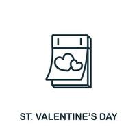 St. icône de la saint-valentin de la collection de vacances. ligne simple st. icône de la saint-valentin pour les modèles, la conception Web et les infographies vecteur