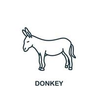 icône d'âne de la collection d'animaux domestiques. symbole d'âne d'élément de ligne simple pour les modèles, la conception Web et les infographies vecteur