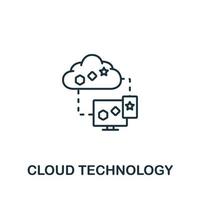 icône de la technologie cloud de la collection de l'industrie 4.0. symbole de technologie de nuage d'élément de ligne simple pour les modèles, la conception Web et les infographies vecteur