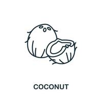 icône de noix de coco de la collection de fruits. symbole de noix de coco d'élément de ligne simple pour les modèles, la conception Web et les infographies vecteur