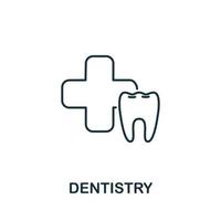 icône de la dentisterie de la collection médicale. symbole de dentisterie d'élément de ligne simple pour les modèles, la conception Web et les infographies vecteur