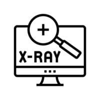 recherche de radiologie à rayons x sur l'illustration vectorielle de l'icône de ligne d'écran d'ordinateur vecteur
