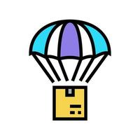 carton vers le bas sur le parachute livraison gratuite icône de couleur illustration vectorielle vecteur