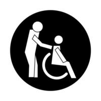 figures humaines dans le style de bloc de pictogramme de santé en fauteuil roulant vecteur