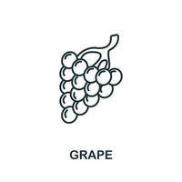 icône de raisin de la collection de fruits. symbole de raisin d'élément de ligne simple pour les modèles, la conception Web et les infographies vecteur