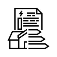 illustration vectorielle de l'icône de la ligne du certificat de performance énergétique vecteur