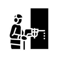 constructeur forage mur glyphe icône illustration vectorielle vecteur