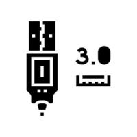 illustration vectorielle d'icône de glyphe usb 3.0 vecteur