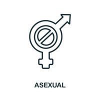icône asexuée de la collection lgbt. icône asexuée de ligne simple pour les modèles, la conception Web et les infographies vecteur