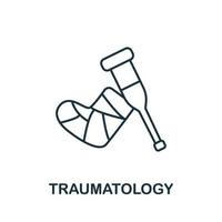 icône de traumatologie de la collection médicale. symbole de traumatologie d'élément de ligne simple pour les modèles, la conception Web et les infographies vecteur