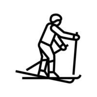 illustration vectorielle de l'icône de la ligne de sport d'hiver extrême de ski vecteur