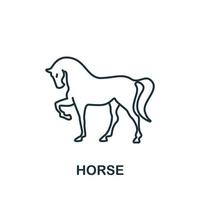 icône de cheval de la collection d'animaux domestiques. symbole de cheval d'élément de ligne simple pour les modèles, la conception Web et les infographies vecteur