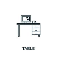 icône de table de la collection d'outils de bureau. icône de tableau de ligne simple pour les modèles, la conception Web et les infographies vecteur