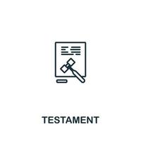 icône de testament de la collection de soins aux personnes âgées. symbole de testament d'élément de ligne simple pour les modèles, la conception Web et les infographies vecteur