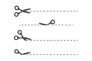 jeu d'icônes de lignes de coupe de ciseaux. illustration vectorielle isolée. vecteur