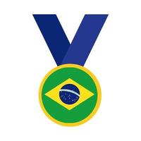 drapeau du brésil sur l'icône de style plat médaille vecteur