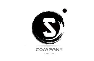 s noir et blanc grunge alphabet lettre logo icône design avec lettrage de style japonais. modèle créatif pour entreprise et entreprise vecteur