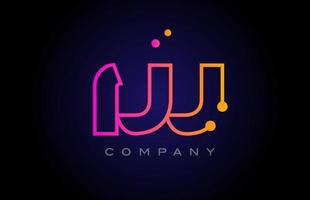 W dot ligne alphabet lettre logo icône design. modèle créatif pour entreprise et entreprise de couleur jaune rose vecteur