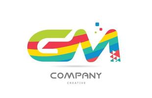 gn combinaison alphabet coloré lettre logo icône design. conception de modèle créatif coloré pour entreprise ou entreprise vecteur
