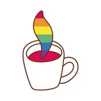 tasse à café aux couleurs de la fierté gay à vapeur vecteur