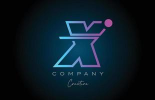 création d'icône de logo lettre alphabet x rose et bleu avec point. modèle créatif pour les entreprises et les entreprises vecteur