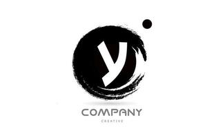 y noir et blanc grunge alphabet lettre logo icône design avec lettrage de style japonais. modèle créatif pour entreprise et entreprise vecteur