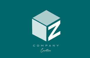 cube z trois lettres cube alphabet lettre logo icône design avec une couleur pastel verte. modèle de conception créative pour entreprise et entreprise vecteur