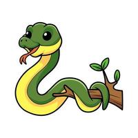 dessin animé mignon de serpent de course de l'est sur une branche d'arbre vecteur