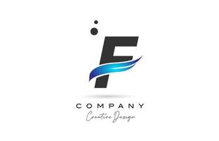 f gris bleu points alphabet lettre logo icône. modèle créatif pour entreprise et entreprise vecteur