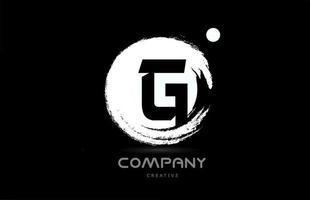 Création d'icône de logo de lettre d'alphabet grunge g avec lettrage de style japonais en noir et blanc. modèle créatif pour entreprise et entreprise vecteur