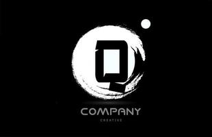 Création d'icône de logo de lettre d'alphabet q grunge avec lettrage de style japonais en noir et blanc. modèle créatif pour entreprise et entreprise vecteur