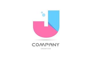 j icône du logo lettre alphabet géométrique bleu rose. modèle créatif pour entreprise et entreprise vecteur