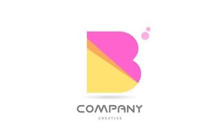 b icône du logo lettre alphabet géométrique rose jaune. modèle créatif pour les entreprises et les entreprises vecteur