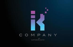 conception d'icône de logo lettre alphabet k points bleu rose. conception de modèle pour une entreprise ou une idée d'entreprise vecteur