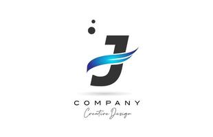 j icône du logo lettre alphabet points bleus gris. modèle créatif pour entreprise et entreprise vecteur