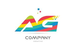 ag combinaison alphabet coloré lettre logo icône design. conception de modèle créatif coloré pour entreprise ou entreprise vecteur