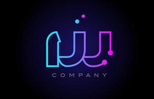 conception d'icône de logo lettre alphabet rose bleu w dot line. modèle créatif pour les entreprises et les entreprises vecteur