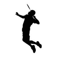 logo smash de saut de badminton vecteur