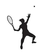 logo féminin jouant au tennis en salle sur le point de frapper la balle vecteur