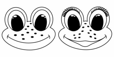 ensemble fille et garçon facefrog ligne noire dessin animé drôle vecteur