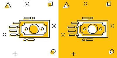 icône de pile d'argent dans le style comique. échange d'illustration vectorielle de dessin animé en espèces sur fond blanc isolé. concept d'entreprise d'effet d'éclaboussure de billet de banque. vecteur